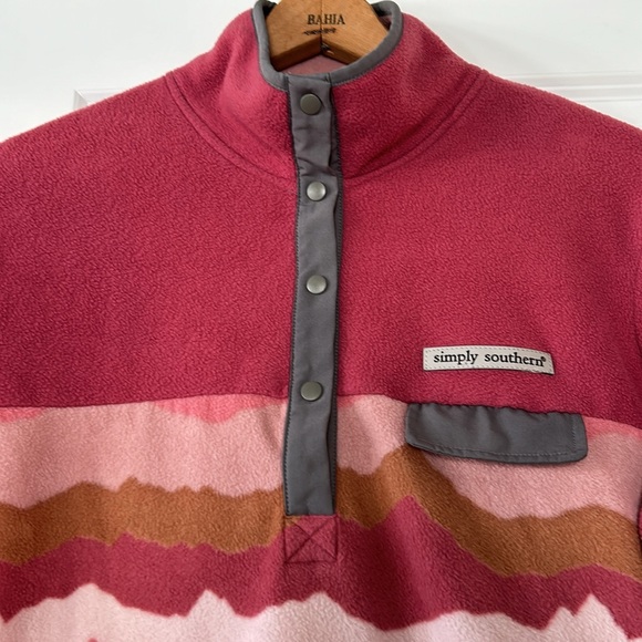 Simply Southern 1/2 Snap Abstract Print Fleece Pullover w Hand-warmer Pockets Lg - Picture 5 of 12